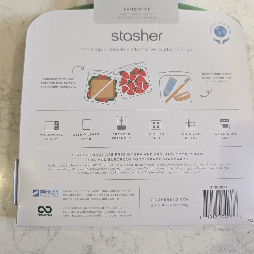 Limited Edition Stasher Reusable Sandwich And Snack Bags - Picture 3 of 7